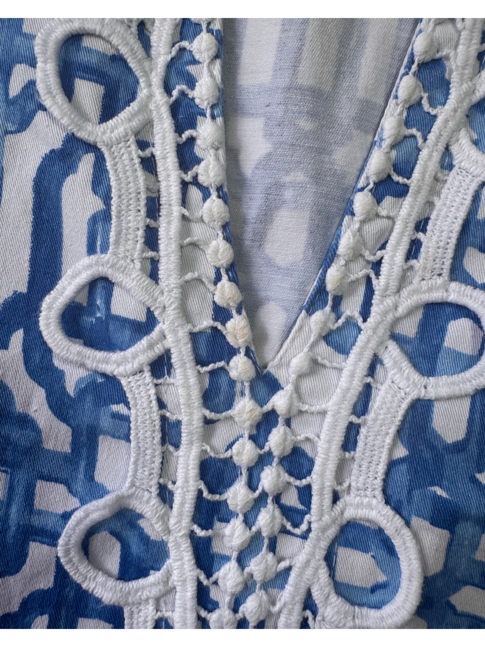 Preppy Blue Mud Pie Geometric Sleeveless Shift Dress - Picture 4 of 5